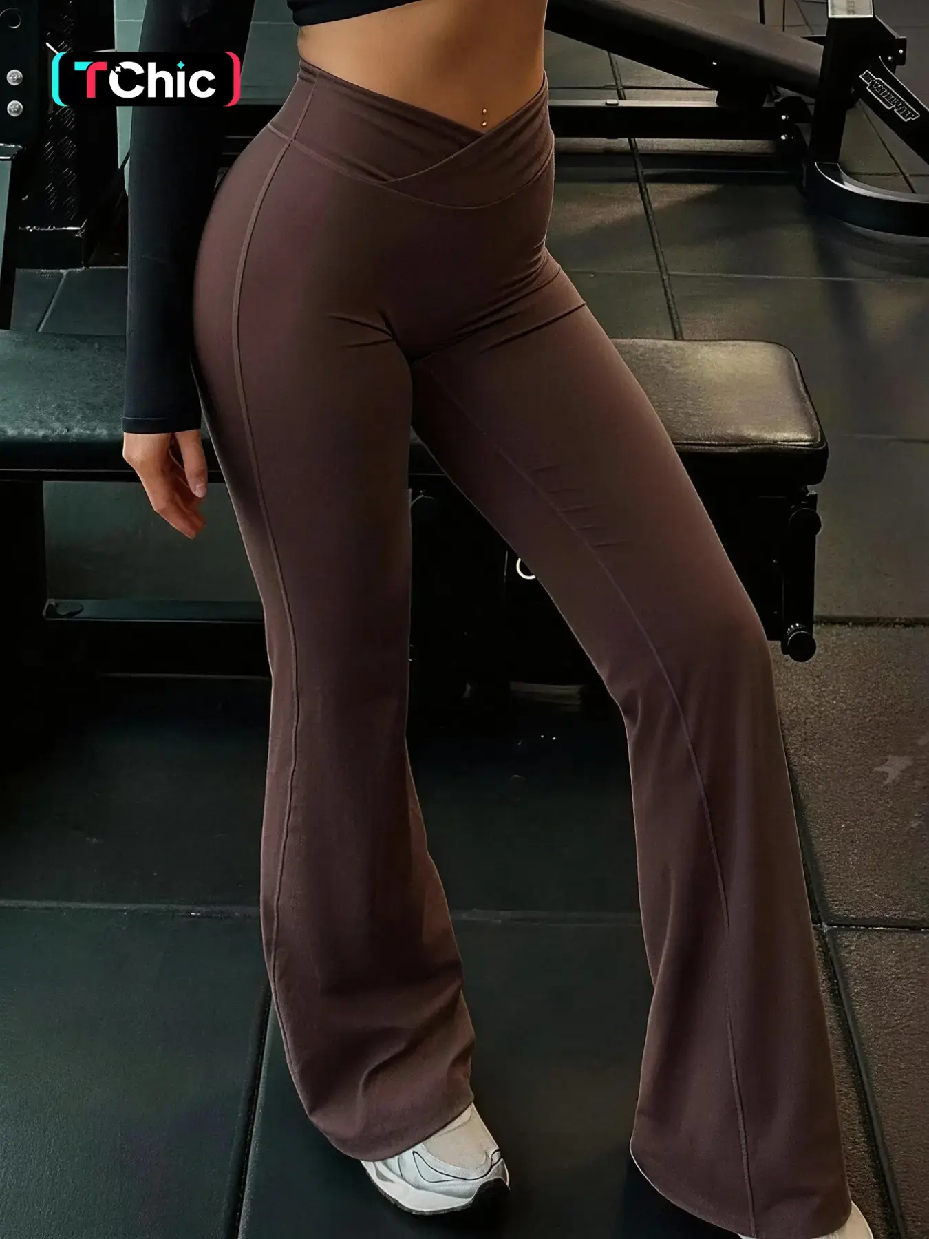 High Waist Yoga Pants, Stretchy Wide Leg Long Trousers, Slimming Hip Coverage, Ideal for Gym & Commute, Comfortable Pure Color Design