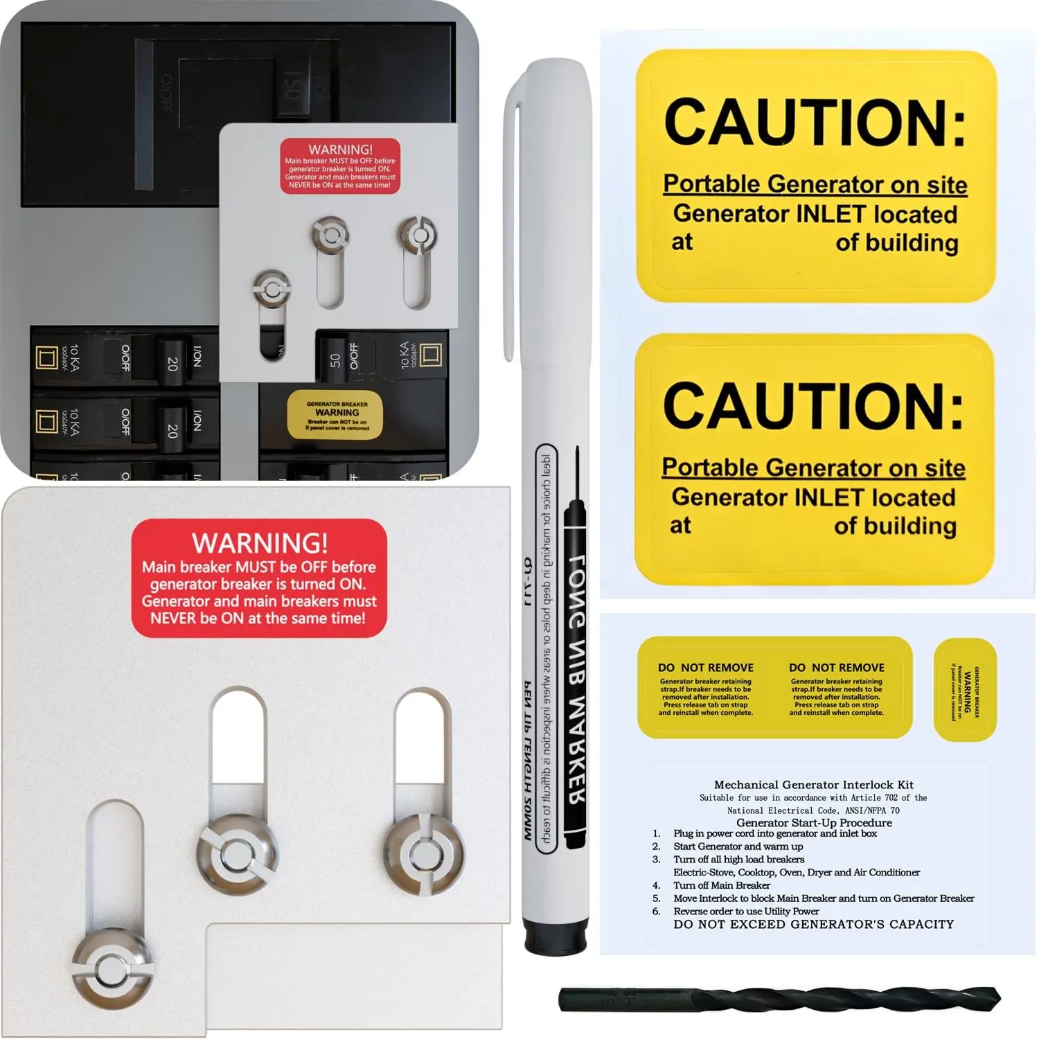 Generator Interlock Kit for Square D QO and Homeline 150/200 Amp Panels
