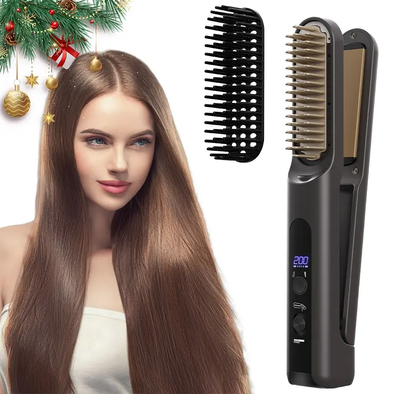Wireless Hair Straightener Comb Board, USB Charging, Portable Design, Easy to Use, Ideal for Home or Travel, Perfect Christmas Gift