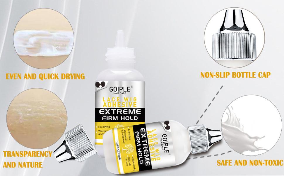 Waterproof Wig Glue for Lace Wigs 38ML- Goiple Lace Adhesive Strong Hold Invisible Hair Bonding Glue for Lace Front Wigs Natural Look Haircare Poly