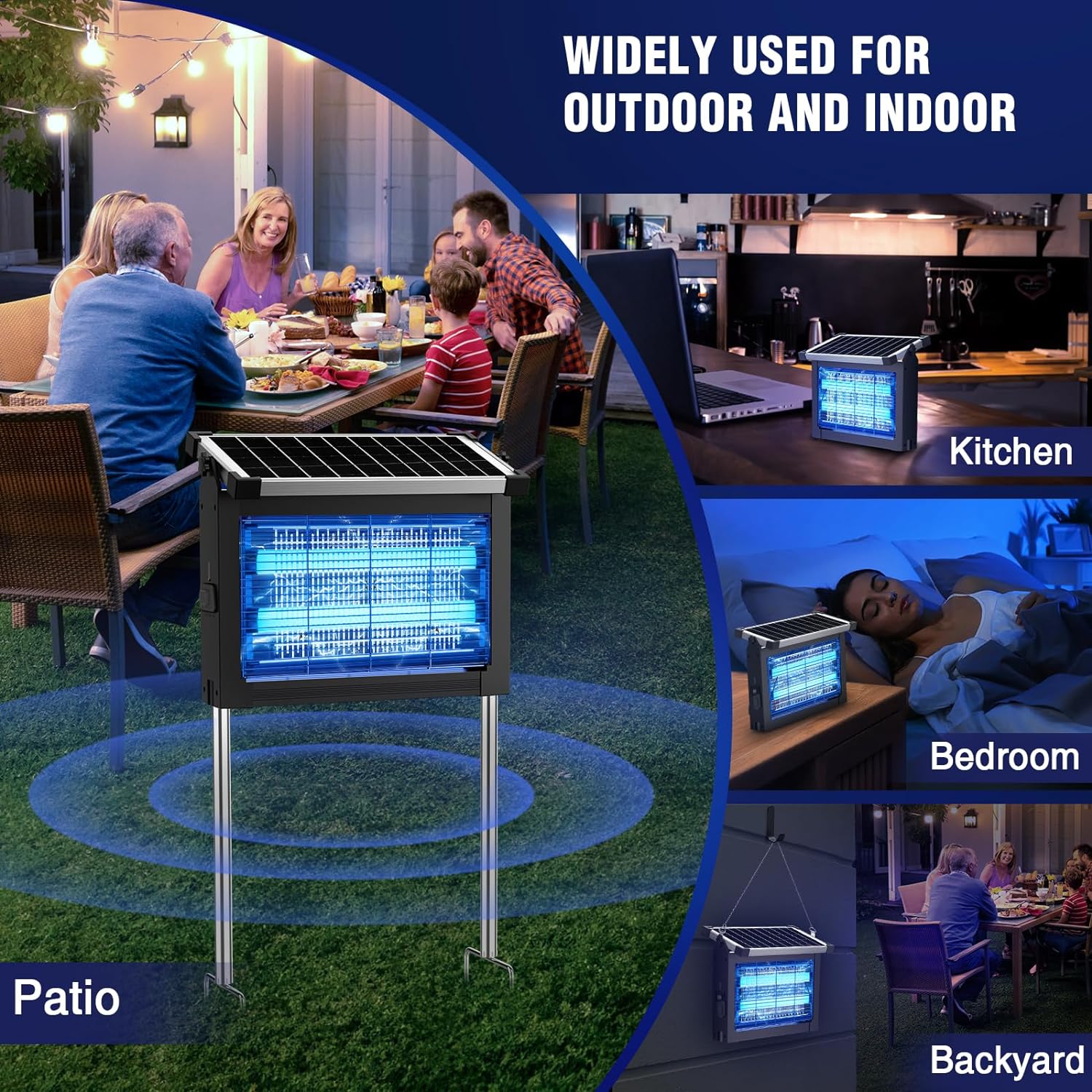 Solar bug zapper indoor and outdoor use kitchen bedroom patio