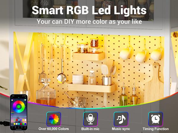 Unikito 71" Kitchen Pantry Storage Cabinet with LED Light & Power Outlet,Freestanding Buffet Cabinet with Microwave Stand,4 Door Shelves, tall Wine Rack Unikito 71" Kitchen Pantry Storage Cabinet with LED Light & Power Outlet,Freestanding Buffet Cabinet with Microwave Stand,4 Door Shelves, tall Wine Rack