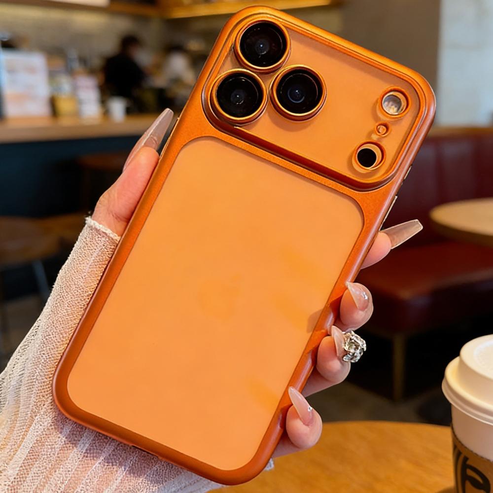 Sleek  Protective PC Matte Electroplated Case for iPhone 14 15 16 17   Full Coverage  Black Silver Orange Navy
