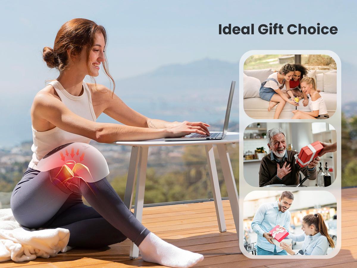 COMFIER Comfort Heated Knee Massager, 3 Vibration Modes Leg Relaxation Massager, 3 Heat Adjustment Modes Leg Relaxation Massager , with LED Screen