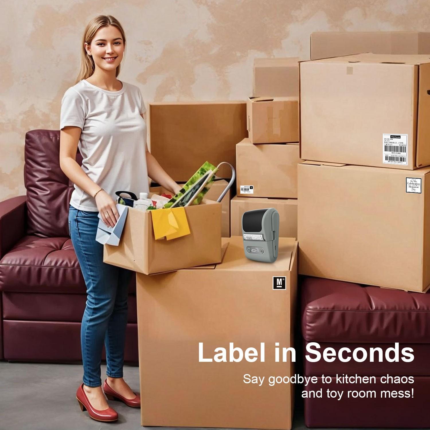 Portable Label Printer, Wireless No Ink Required for Address Barcodes, Small Business Gift Tags, Christmas and Valentine's Day Gifts