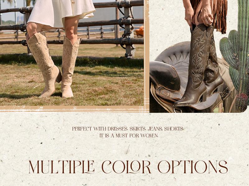 Wetkiss Knee High Cowboy Cowgirl Boots for Women, Western Boots with Pull On Tab, Chunky Heel Design, Unique and Stylish  ,Women's Shoes,Women's Boots  Footwear  #TikTokShopSpringGlowUp