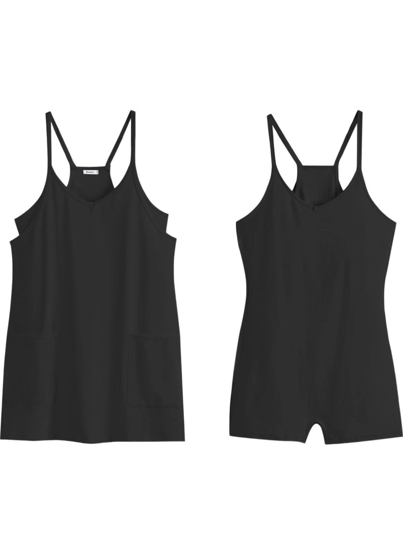 Women's Summer Mini Dress, Casual Athletic Tennis Dress with Shorts, Sleeveless Sporty Design, Perfect for Active Wear & Outdoor Activities
