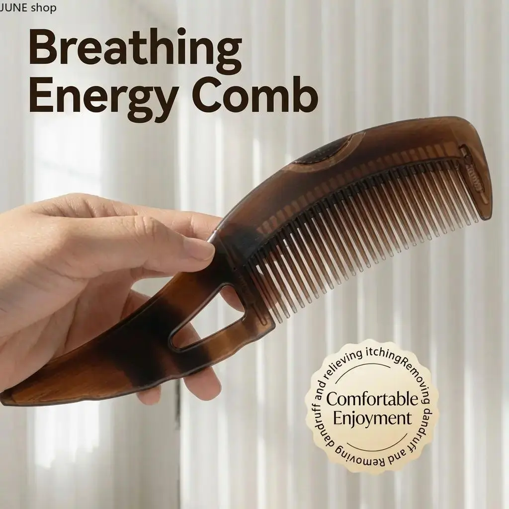 Dandruff Remover Comb - Comfortable Hollow Wide-Tooth ABS Plastic Scalp Care Hairbrush with GuaSha Handle, Grease Collector, Scalp Massager, Itching Reducer, 8.3x2.1in for Women, Men