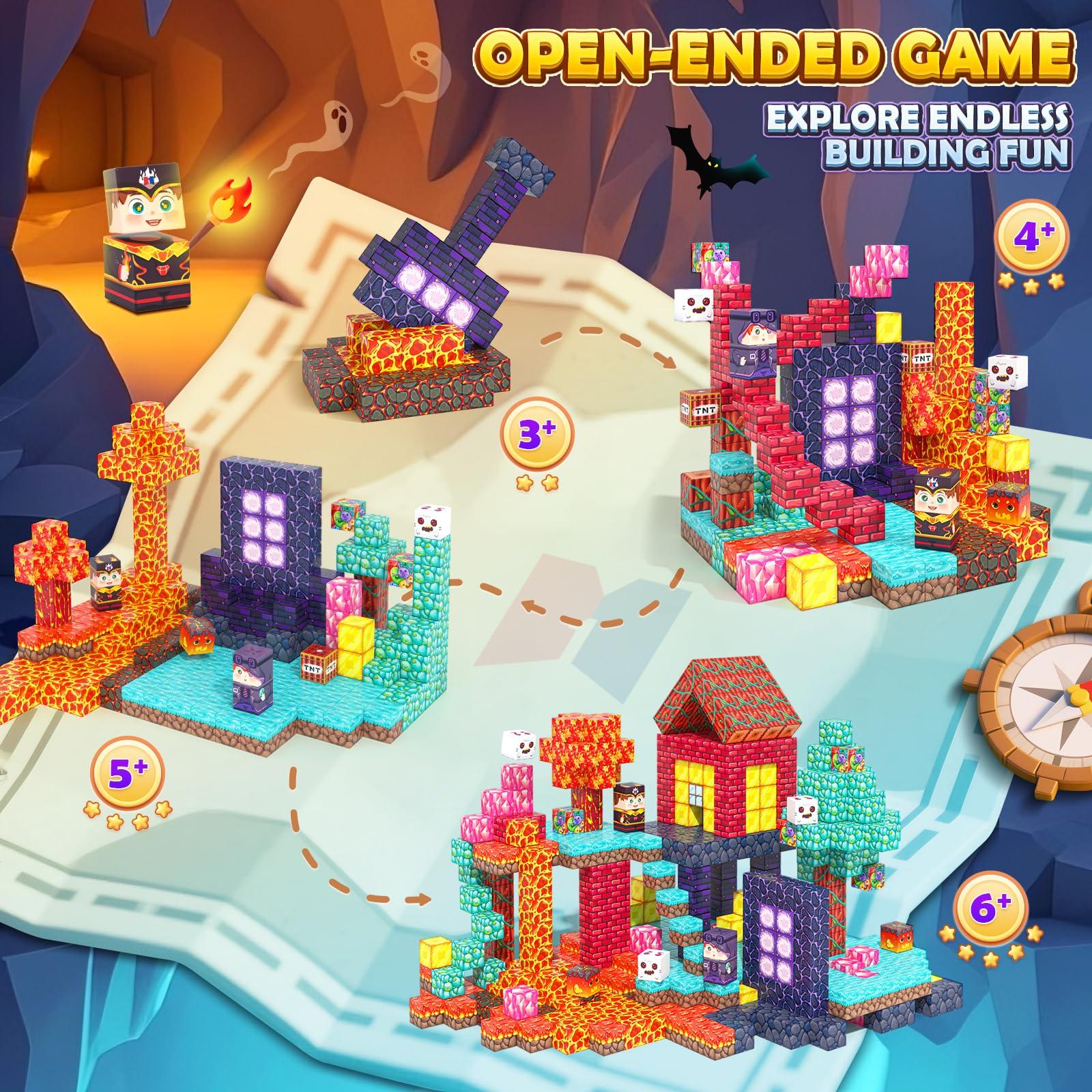 150 PCS Magnetic Blocks Mine Magnet World-1 inch Block Cubes Toy with Storage Bag Magnetic Tiles Sensory Birthday Gifts Game Toys