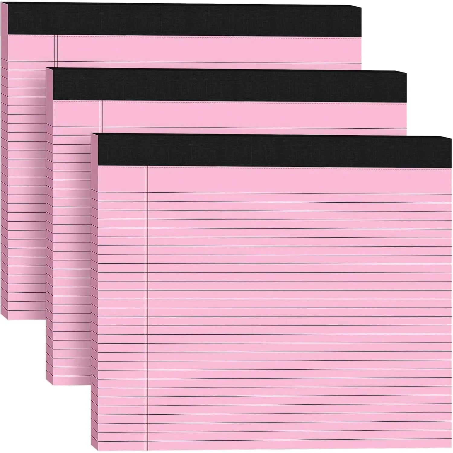 3 Pack Wide Legal Pads (11"x9.5" Landscape Format) - Office Stationery Supplies, College Ruled, 30 Perforated Sheets Each, Thick Backboard Horizontal Writing Pads