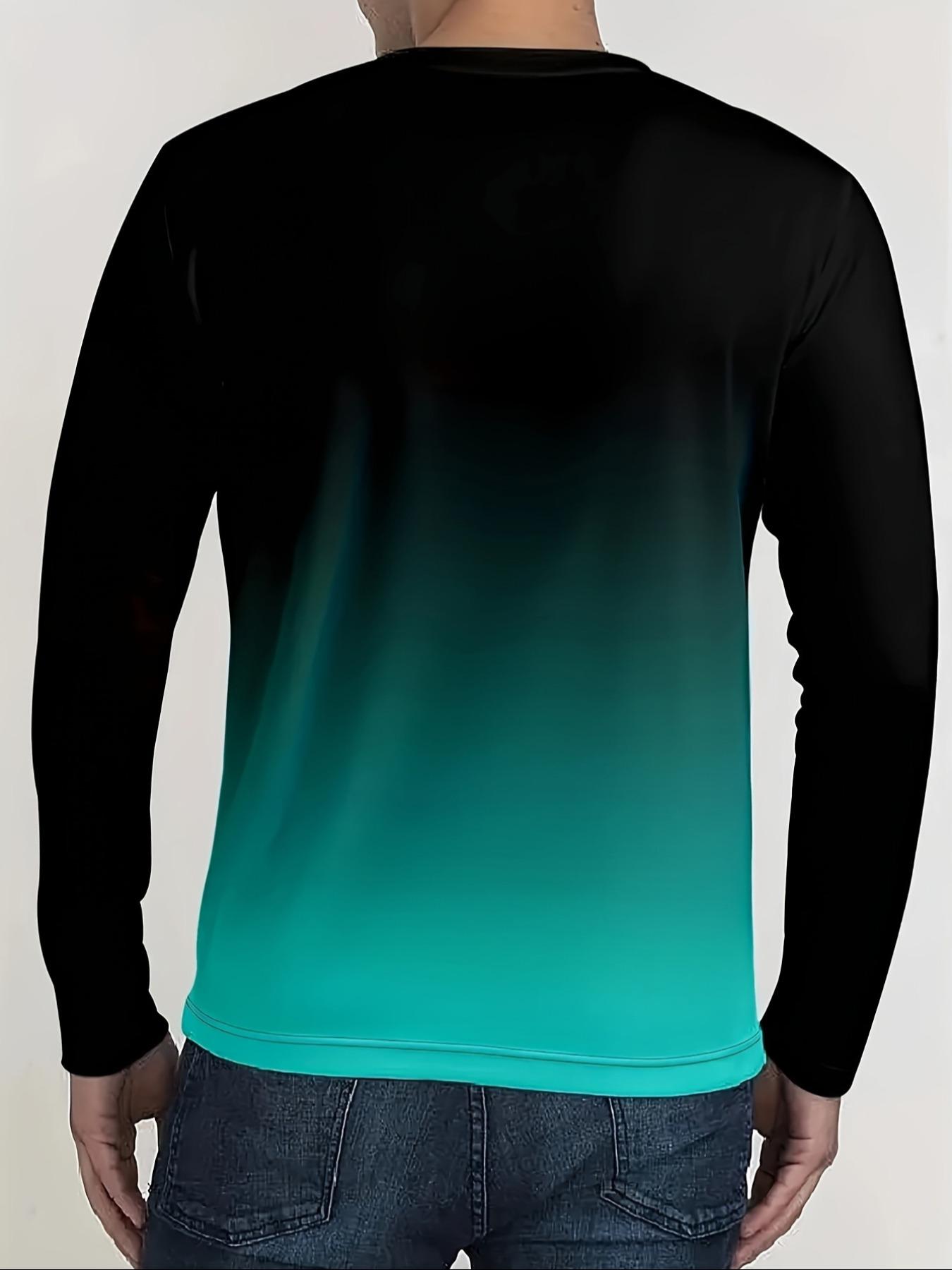 Men's cross-pattern gradient print simple long-sleeved crew neck pullover Shirt Tops, suitable for casual, stylish, comfortable, and sporty everyday wear in spring and autumn.