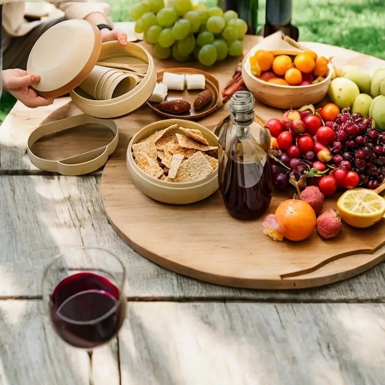 17-Piece Outdoor Picnic Cutlery Set, Includes Cups, Plates, Spoons, Chopsticks, Bowls, Portable Plastic Set, Ideal for Camping, BBQ, Hiking, Travel, Outdoor Parties