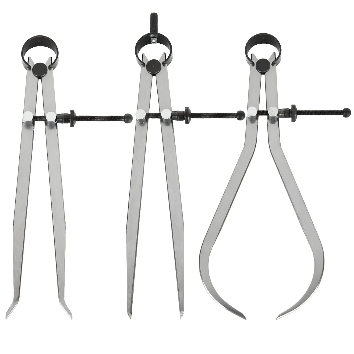 3 count 8 Inch Long Spring Caliper Set, Carbon Steel Outside Divider Caliper Compass, Calipers Measuring Tool for  Turning Lathe Projects | Carbon Steel Outside Divider Compass Measuring Kit for  Lathe &  Turning Projects