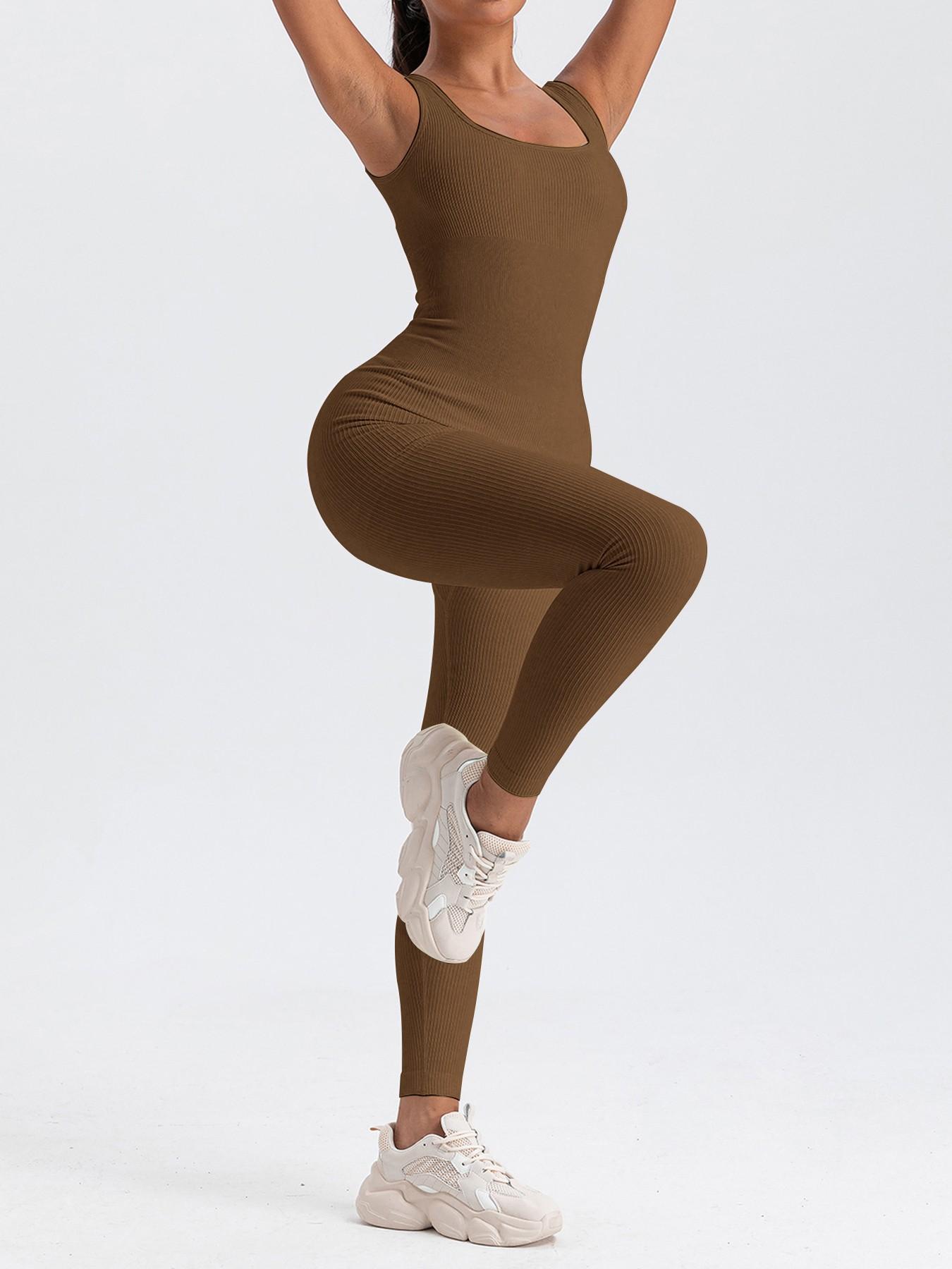 Women's Fitted Knit Jumpsuit for Layering or Outerwear, Comfortable Spring/summer Activewear Set, Versatile Fashion for Daily Wear, Casual Jumpsuits