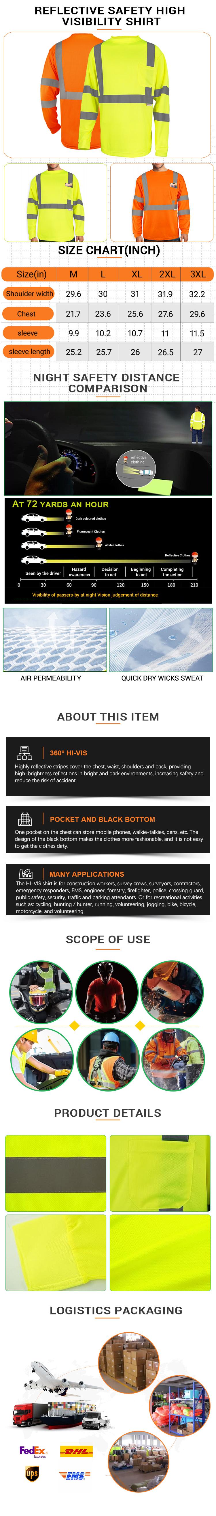 [SummerVibes]3/6-Pack Pomerol High Visibility Safety T-Shirts, Men's Long Sleeve Reflective Workwear with Pockets, Breathable and Lightweight, Suitable for Construction, Warehouses, Outdoor Work, Night Fishing - Neon Yellow/Green