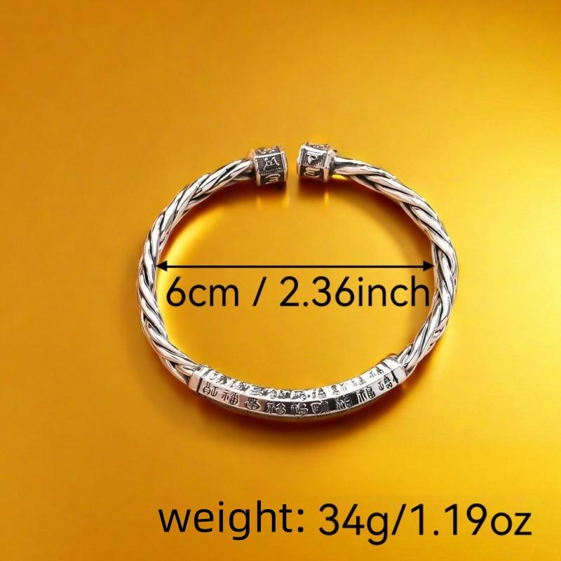 Solid Silver s925 Bangle Sterling Silver bangle Men's open bangle can be freely adjusted size send boyfriend send Dad birthday holiday gift Silver weight 34g /1.19 oz