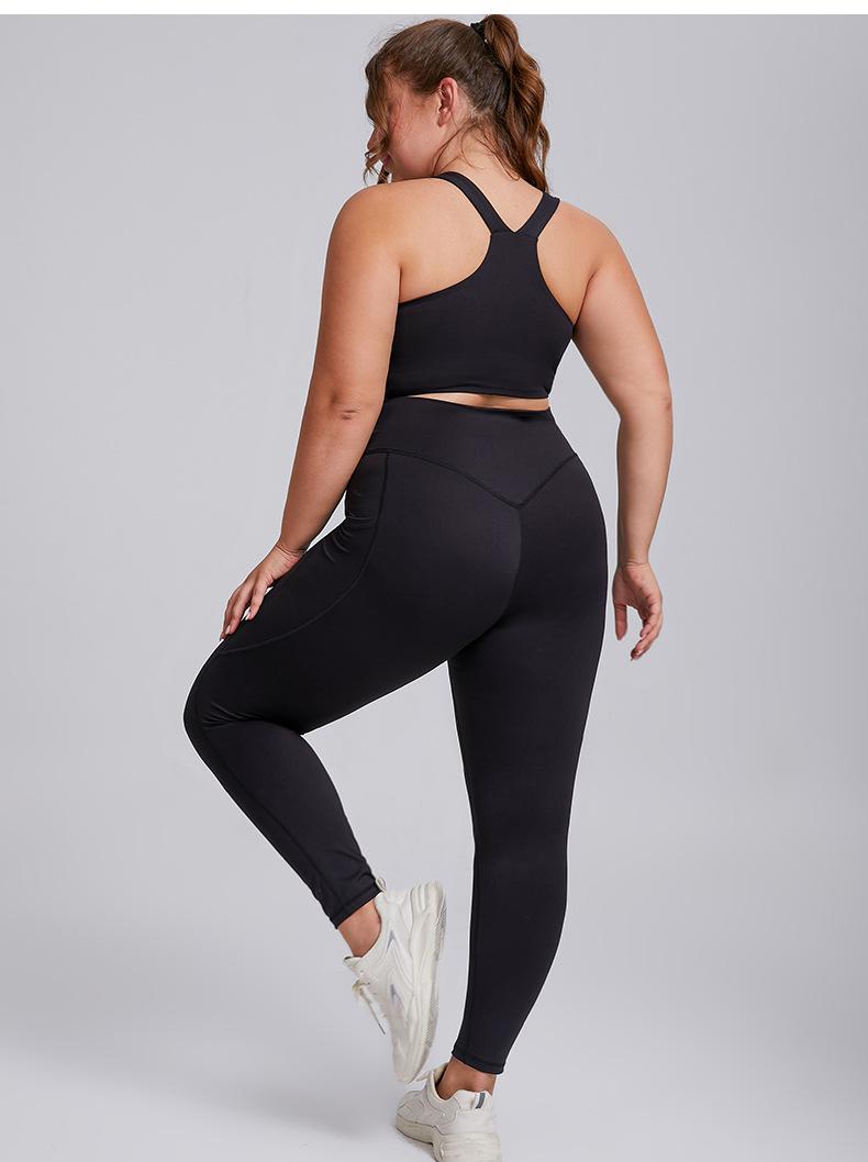 2026 Women's Plus Size 2 Piece Workout Set High Waisted Yoga Leggings with Pockets & Sports Bra