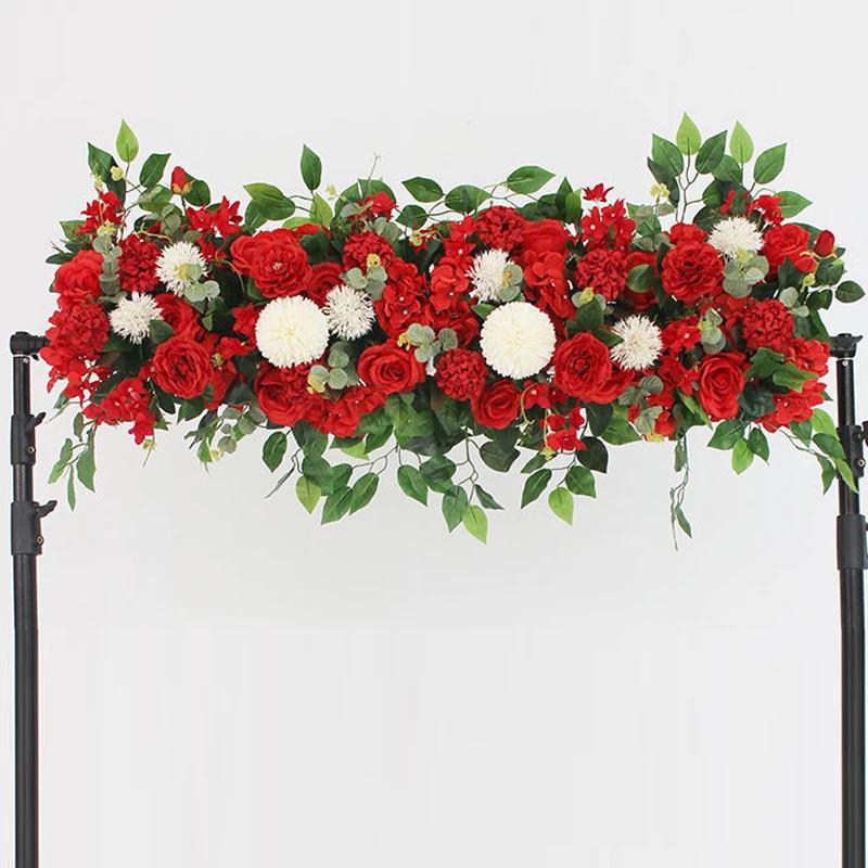 100cm Luxury White Rose Artificial Flower Row Wedding Table Centerpiece Flowers Backdrop Wall Arches Decor Party Stage Floral 100cm Luxury White Rose Artificial Flower Row Wedding Table Centerpiece Flowers Backdrop Wall Arches Decor Party Stage Floral