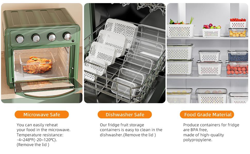 5 Pack Fridge Organizers and Storage - Stackable Fruit Storage Containers for Fridge with Removable Colander, BPA-Free Food Storage Container for Salad Berry Lettuce Vegetables Meat Keeper Fresh 5 Pack Fridge Organizers and Storage - Stackable Fruit Storage Containers for Fridge with Removable Colander, BPA-Free Food Storage Container for Salad Berry Lettuce Vegetables Meat Keeper Fresh