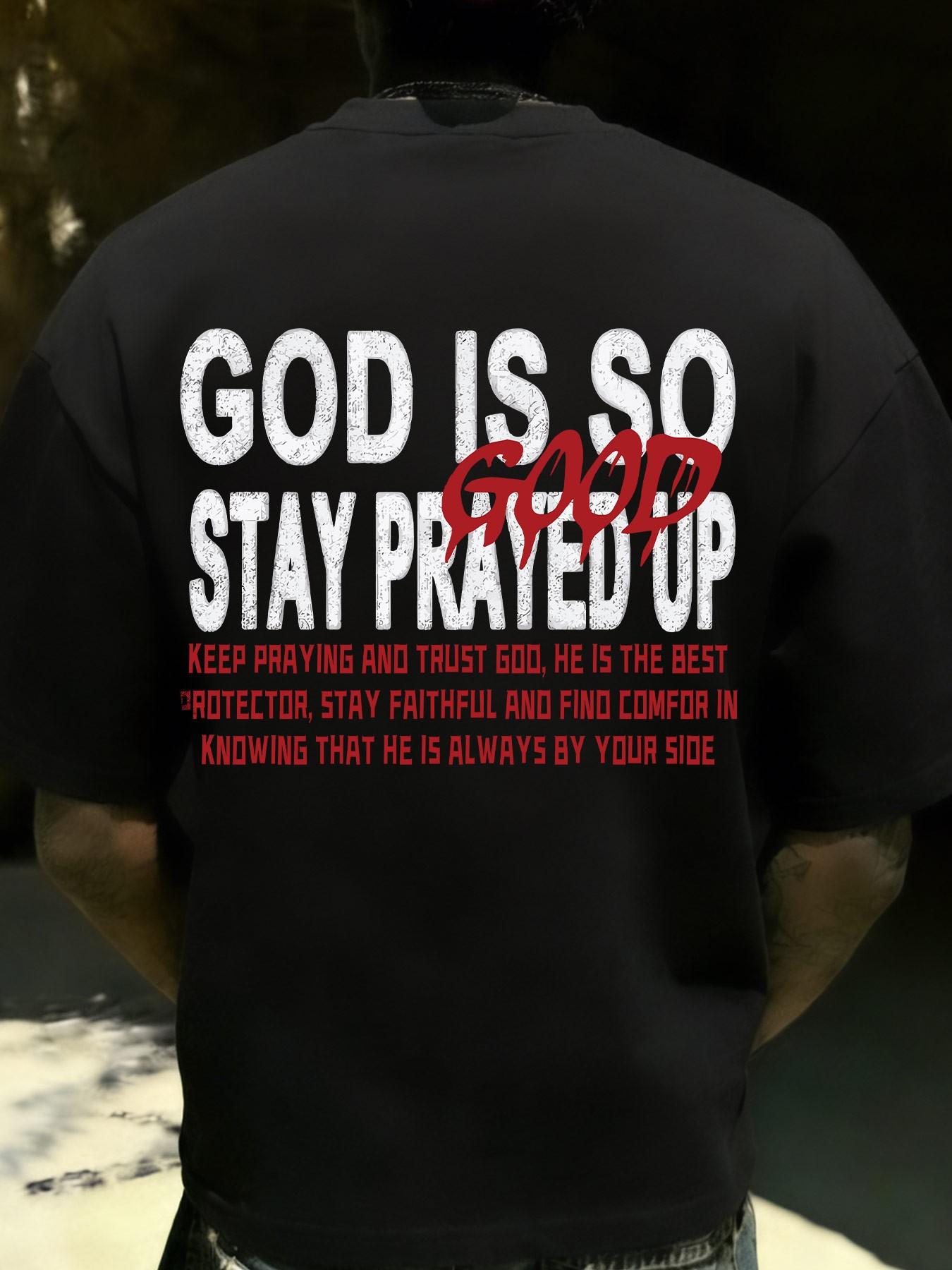 God Is so Good Faith Theme Print American Retro Style Short Sleeve T-Shirt, Casual Loose-Fitting Apparel, Without Collar and Button