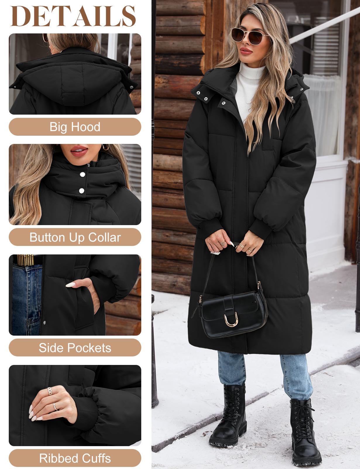 UMIPUBO Women's Long Quilted Jacket Coat Winter Thicken Warm Puffer Jacket Fashion Hooded Zip Up Parka Outerwear with Pockets UMIPUBO Women's Long Quilted Jacket Coat Winter Thicken Warm Puffer Jacket Fashion Hooded Zip Up Parka Outerwear with Pockets