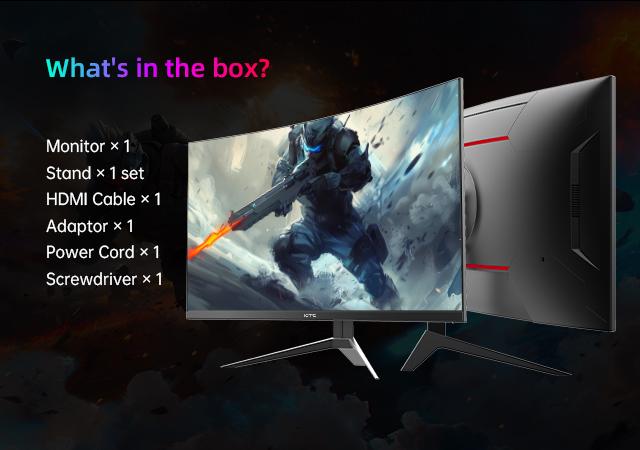 KTC 32'' 1920*1080p@240Hz HVA Curved 1500R Gaming Monitor, 125% sRGB Color Coverage, 1ms response time, Freesync/G-sync HDR10,HDMI/DP/USB Ports VESA,Tilt Adjustable,Black, H32S17F