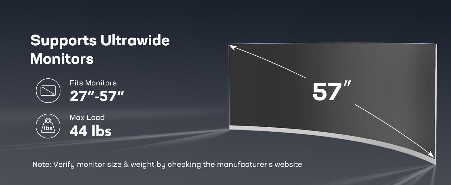 HUANUO Adjustable RGB/Non RGB Heavy Duty Monitor Arm for Ultrawide Screens up to 57"/49'', Holds 44 lbs, Tall Ultrawide Monitor Stand with 29.1" Max Height, Fully Adjustable Single Computer Desk Mount, Max VESA 100x100mm