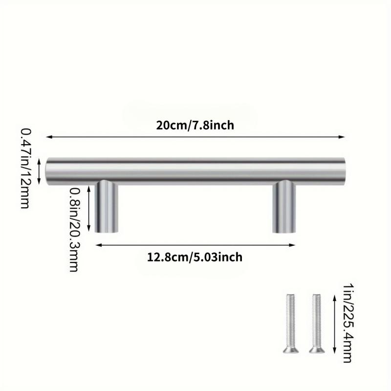 20 Pack Stainless Steel Cabinet Handles - 7 Inch Brushed Nickel Knobs, 5 Inch Center-to-Center, Modern Kitchen Hardware, Easy to Install Du Drawer Pulls, Minimalist Design, Sturdy Construction, High-Quality Surface Finish, Essential for Home Renovation