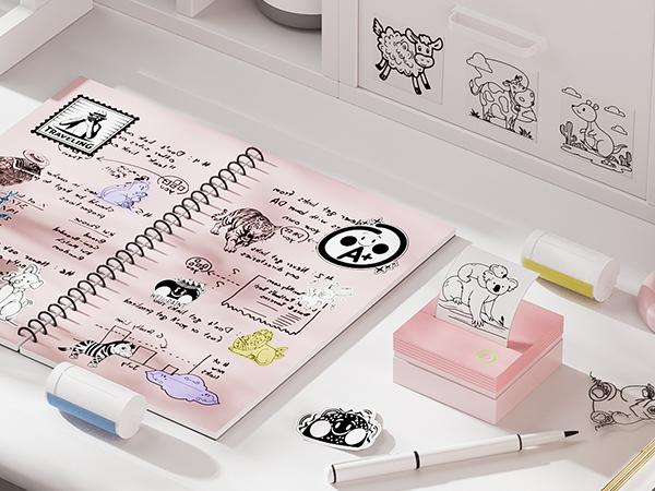 PM290C Self-Adhesive Thermal Printer Stickers Paper, 54mmx3.2m Mini Sticker Printer Paper, 3 Rolls(Printer Not Included - Tape Only for PM290C)