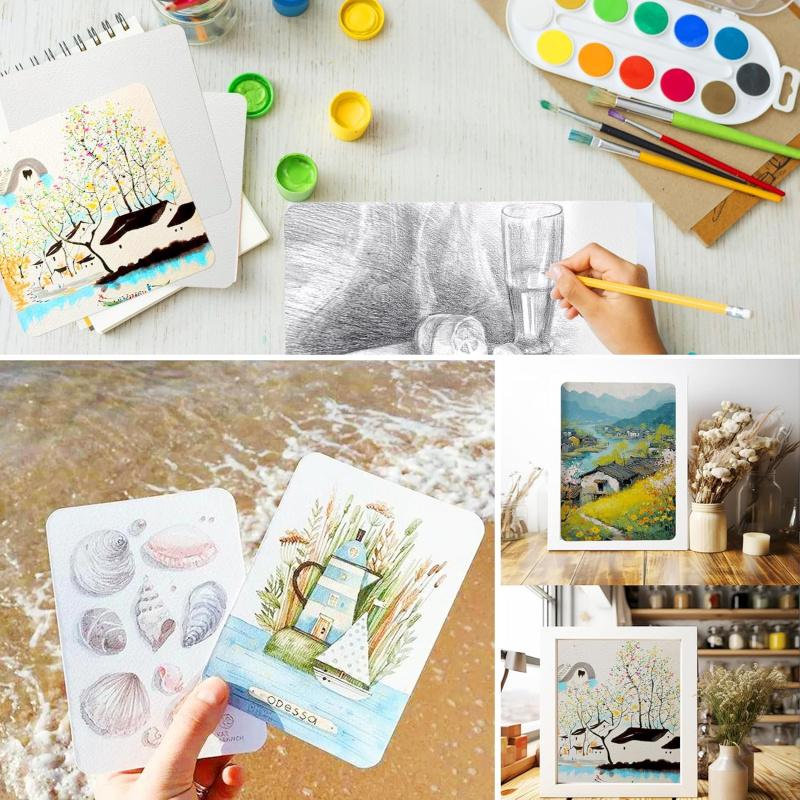 Professional Square/Round/Rectangle Watercolor Paper,300g Water Color Paper Postcard for Adults, Artists, Painting & Craft Paper, Watercolor Paper, Drawing Supplies, DIY Painting Supplies