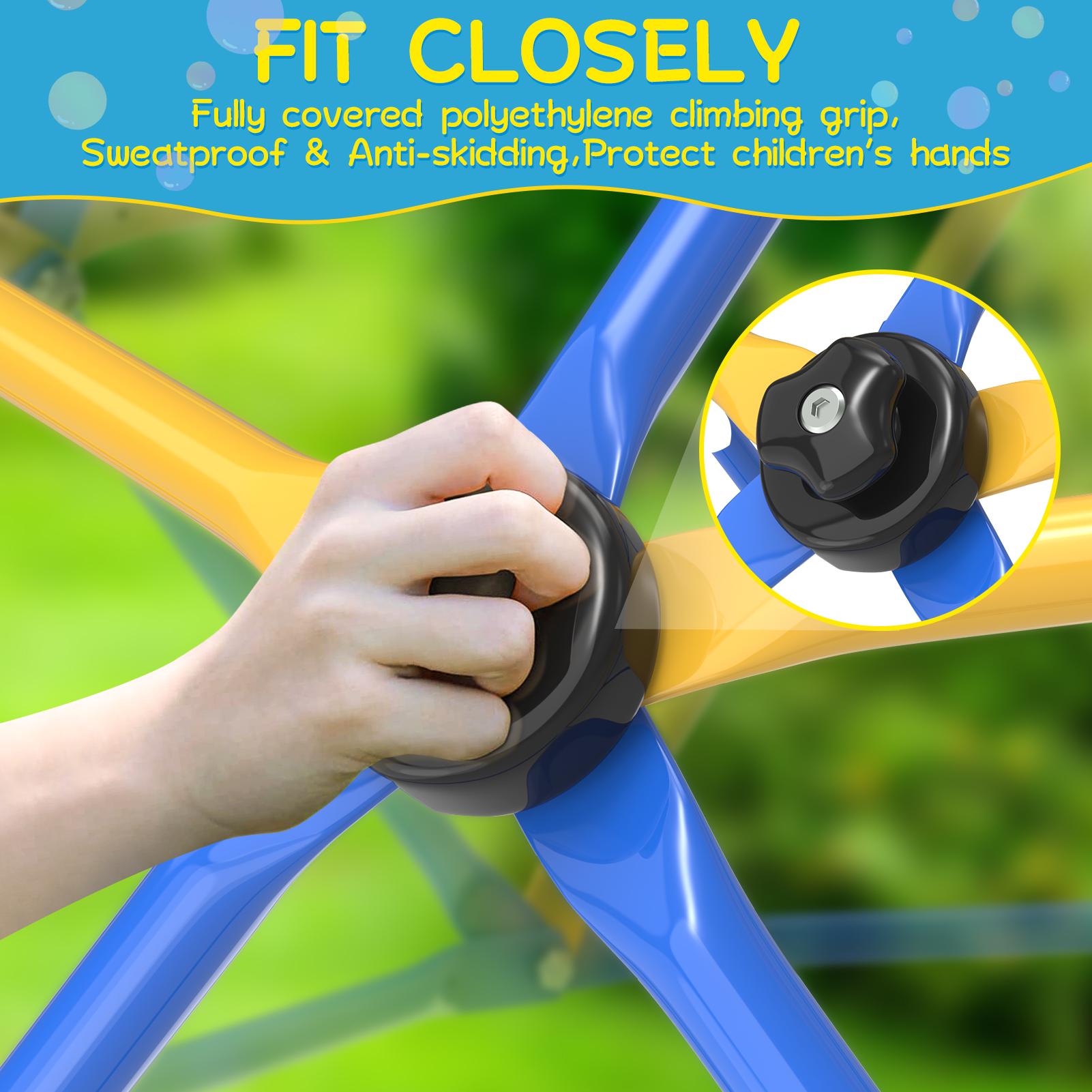 Bearbro 6FT/10FT Dome Climber, Jungle Gym for Kids 3-5 Year Outdoor Play Center, Supporting 600 lbs Rugged and Interesting Climbing Dome, Yellow and Blue