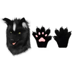 Animal wolf fur mask cosplay costume accessories full head mask anime costume party cosplay props Halloween gifts