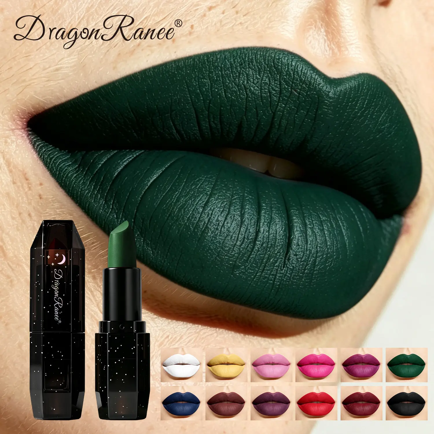 12 Color Halloween Color Spoof Lipstick Lip Gloss, Black White Vampire Lipstick Matte Not Easy To Fade Stage Performance Lip Gloss