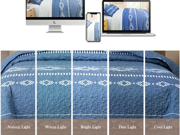 Whale Flotilla Reversible Ultra Soft Printed Quilts King Size, Lightweight Patchwork Geometric Stripes Bedspreads Coverlets Quilt Bedding Set with 2 Pillow Shams for All Seasons