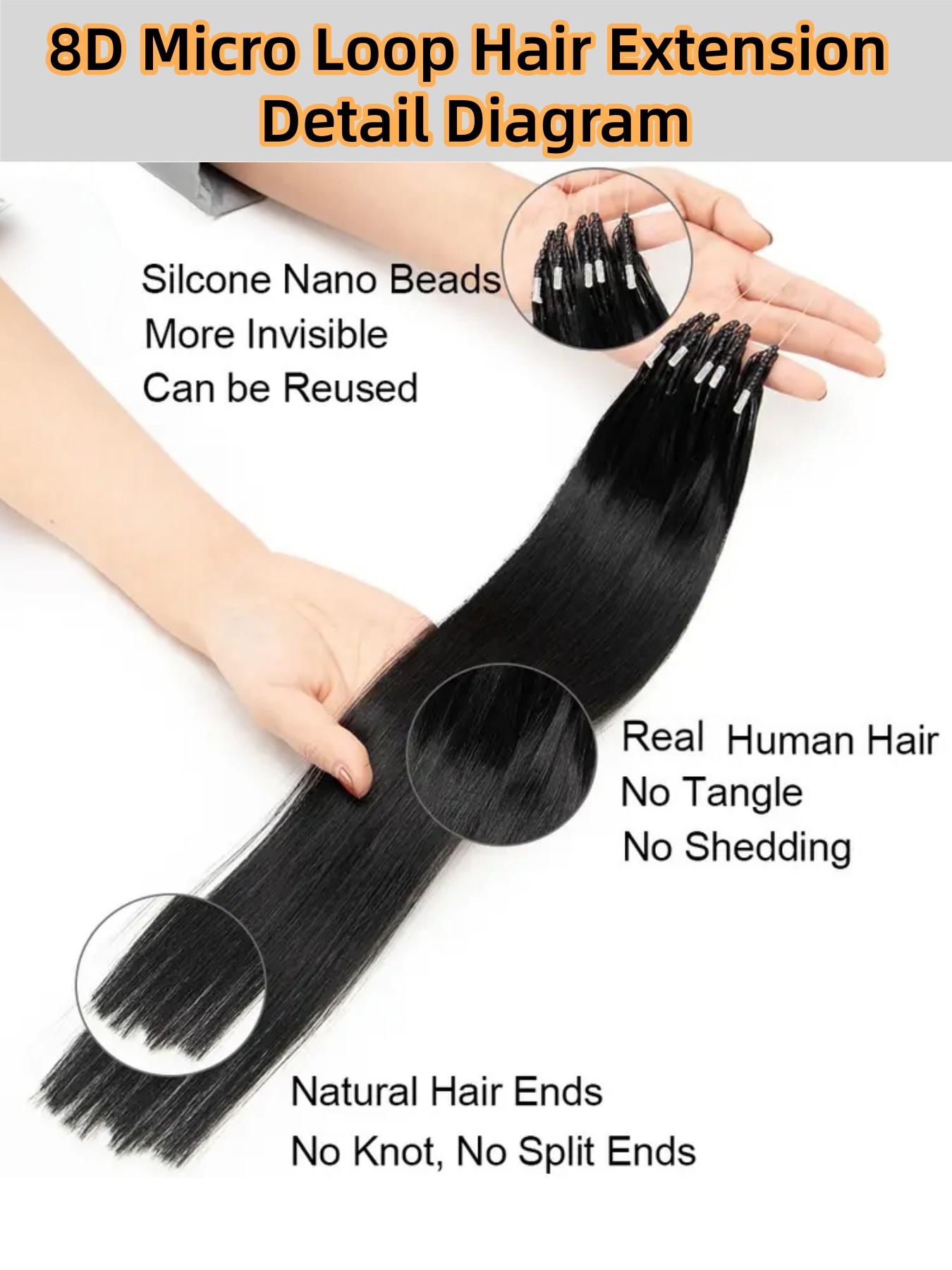 8D Nano Beads Hair Extensions Invisible Lightweight Seamless No Glue No Damage Comfortable All Day Long Lasting Natural Blending Perfect for Instant Longer Undetectable Beads Extensions That Look Totally Real for Daily Party and Any Occasion