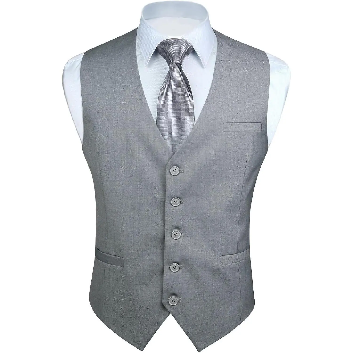 Men's Suit Vest Business Formal Dress Waistcoat Solid Color Vest for Suit or Tuxedo