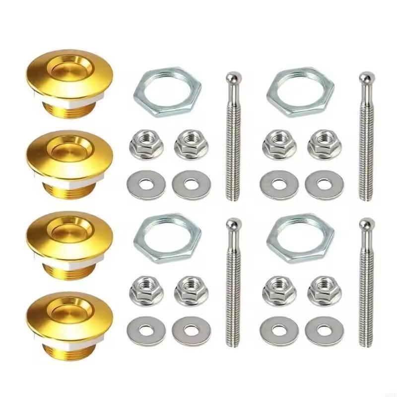 4pcs Universal Aluminum Push Button Billet Quick Release Car Front Bumper Hood Pin Engine Bonnet Lock Latch Clip Body Kit
