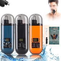 IPX7 Waterproof Nose & Ear Hair Trimmer for Men - Cordless Quiet, Rechargeable USB, Painless Dual Edge Blades, LED Display, Compact Portable, Eyebrow Facial Hair Removal, High Quality Beauty Product with Box