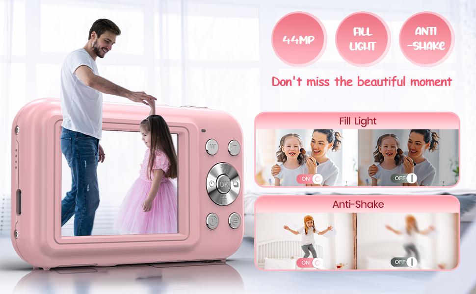 Camkory Newest Upgraded Digital Camera – Perfect Pocket Size! Compact & Portable Vlogging Camera with 32GB Card, Self Timer, 16X Zoom, Anti-Shake, Lanyard【Violet Purple】