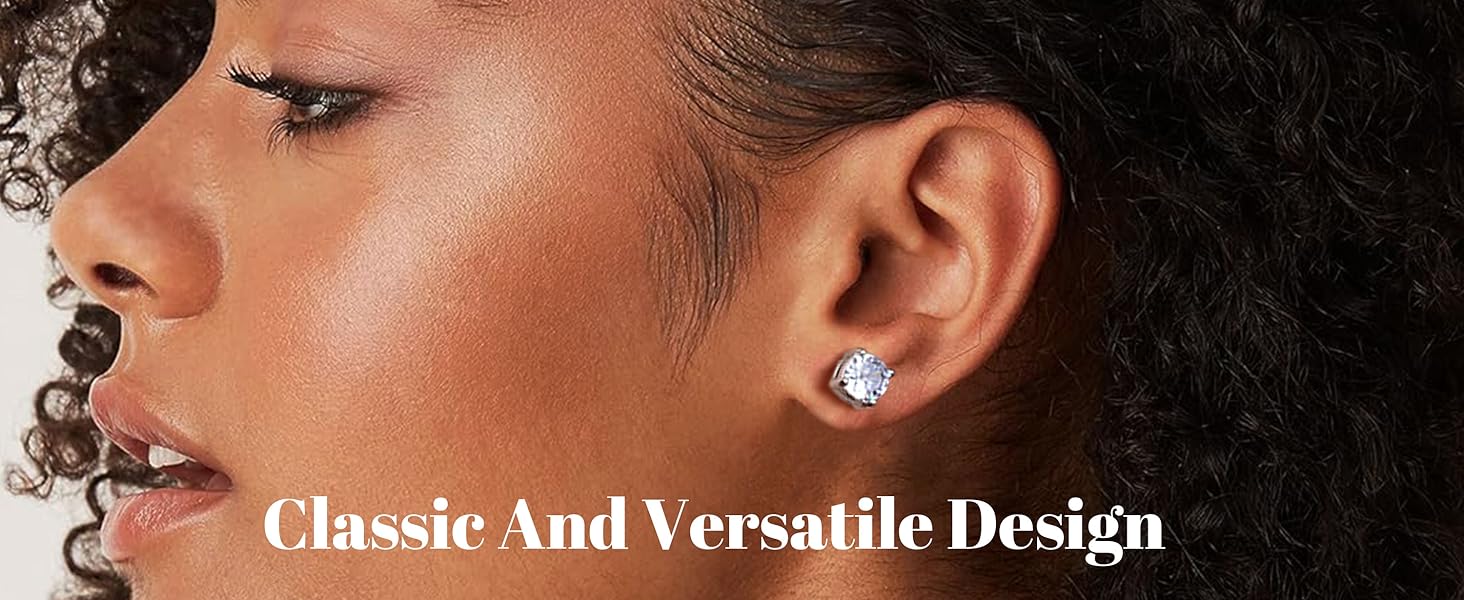 FASACCO 2 Pairs Stainless Steel Magnetic Stud Earrings for Men Women Non-piercing CZ Hypoallergenic 5-9MM