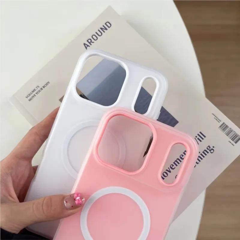 MagSafe Compatible 2-in-1 Shockproof Protection Case for Multi-Model iPhone Series (17 Air,17,16,15,14,13,12,11 Pro Max Plus) - Candy Color Silicone Magnetic Soft Shell Phone Accessory for Women, For Iphone 15Pro Max