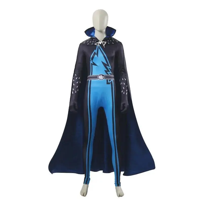 Movie Megamind Metro Man Jumpsuit with Cloak Cosplay Costume Halloween Masquerade Carnival Party Performance Outfits for Men
