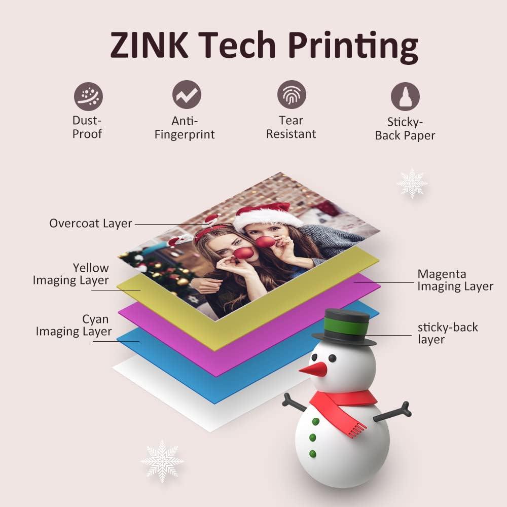 HPRT MT53 Photo Paper for Mini Printer, 2x3 Inch Sticky-Backed, Shareable Zink Photo Paper, 20 & 40 Sheets Pack Options