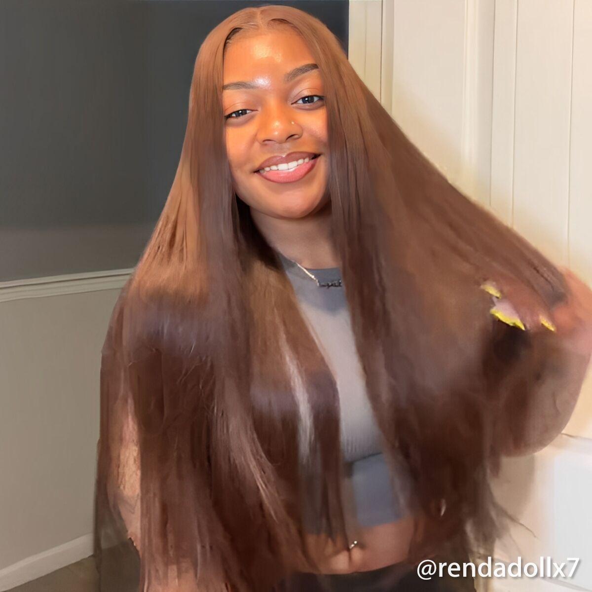 Mscoco Dark Brown Human Hair Wigs 6x5 Chocolate Brown Glueless Lace Wigs Wear And Go Body Wave & Straight Breathable Pre Bleached Knots Stretchy HD Lace Closure Wig