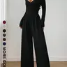 【Black Friday】Women's Spring & Summer Plain Knit Chic Wide Leg Jumpsuit, Casual Daily Wear, Slim Fitting