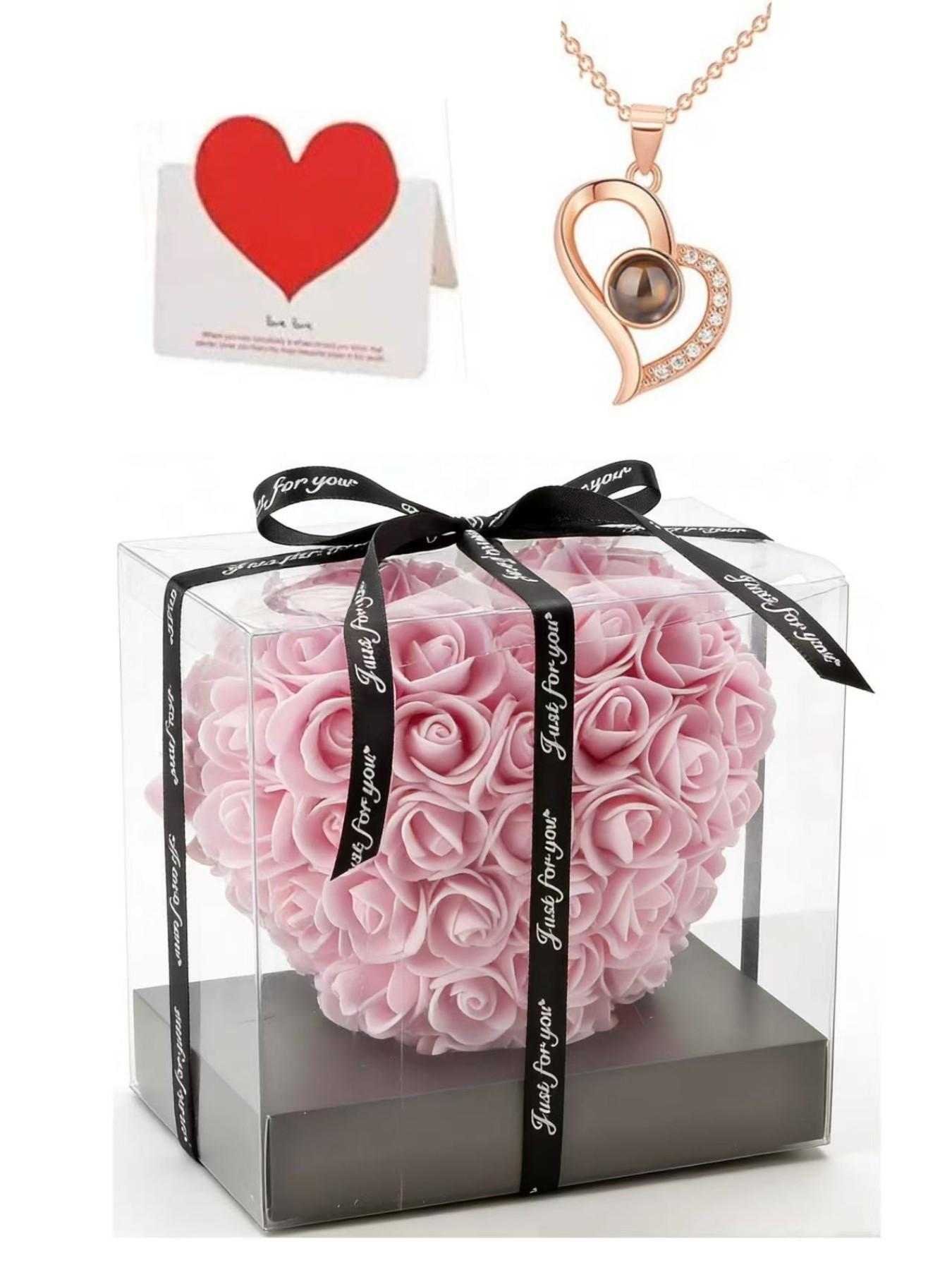 100 Languages I Love You Necklace Set, Heart-Shaped Rose Gift Box, Perfect for Mother's Day and Valentine's Day, Romantic Gift for Her