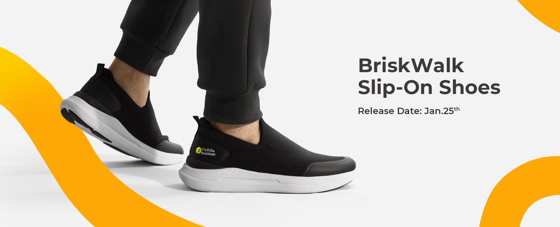 FitVille Sports Men's BriskWalk Recovery Slip-On Explorer shoes for men V1 Outdoor Sneakers