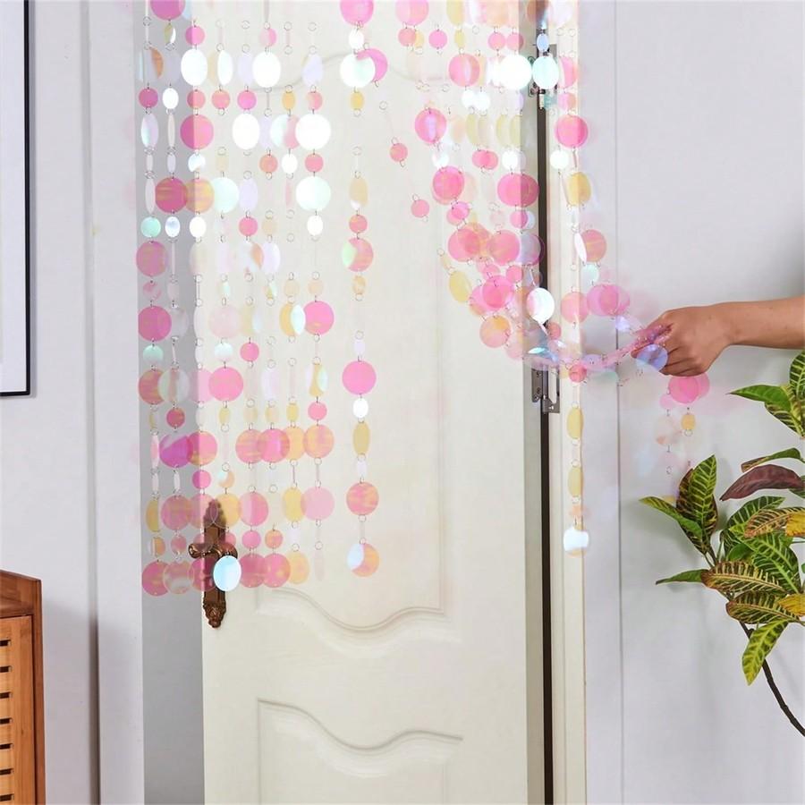 Transparent Shimmering Sequin Curtain Panels, PVC Sparkling Sheer Window Drapes, Glitter Finish, Party Backdrops, Wedding Birthday Decor, Easy Setup