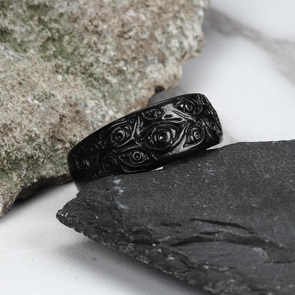 GTHIC Vintage Devil's Eyes Stainless Steel Ring Statement Jewelry for Men Women Unisex Daily Wear