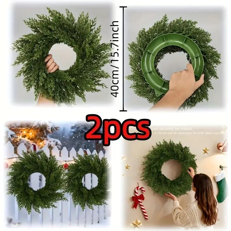 2pack Christmas Berry Pine Wreath, Artificial Norfolk Spruce, Indoor/outdoor Decoration, Perfect for Doors, Walls, Windows, Porches